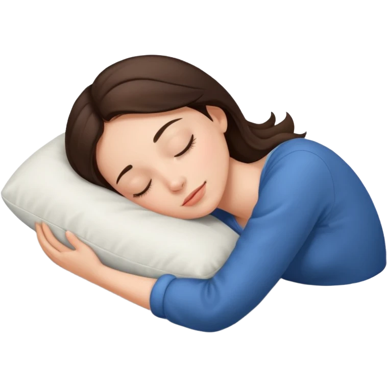 Brunette girl sleeping on a pillow emoji
