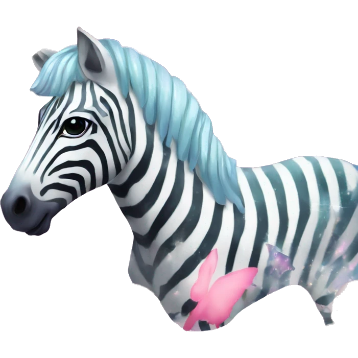 Zebra sparkling nebula unicorn Pegasus collage roses emoji