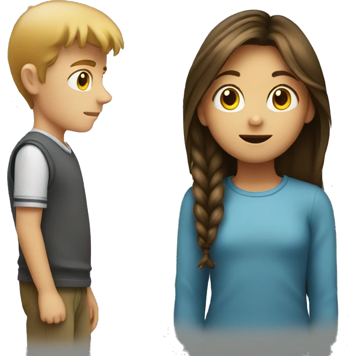 girl watching a boy emoji