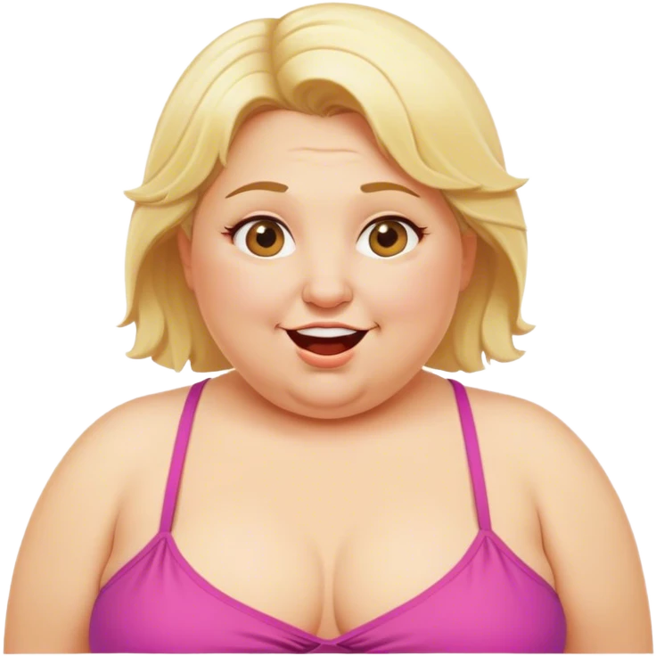 Silly, chubby, Blonde middle aged woman on beach emoji