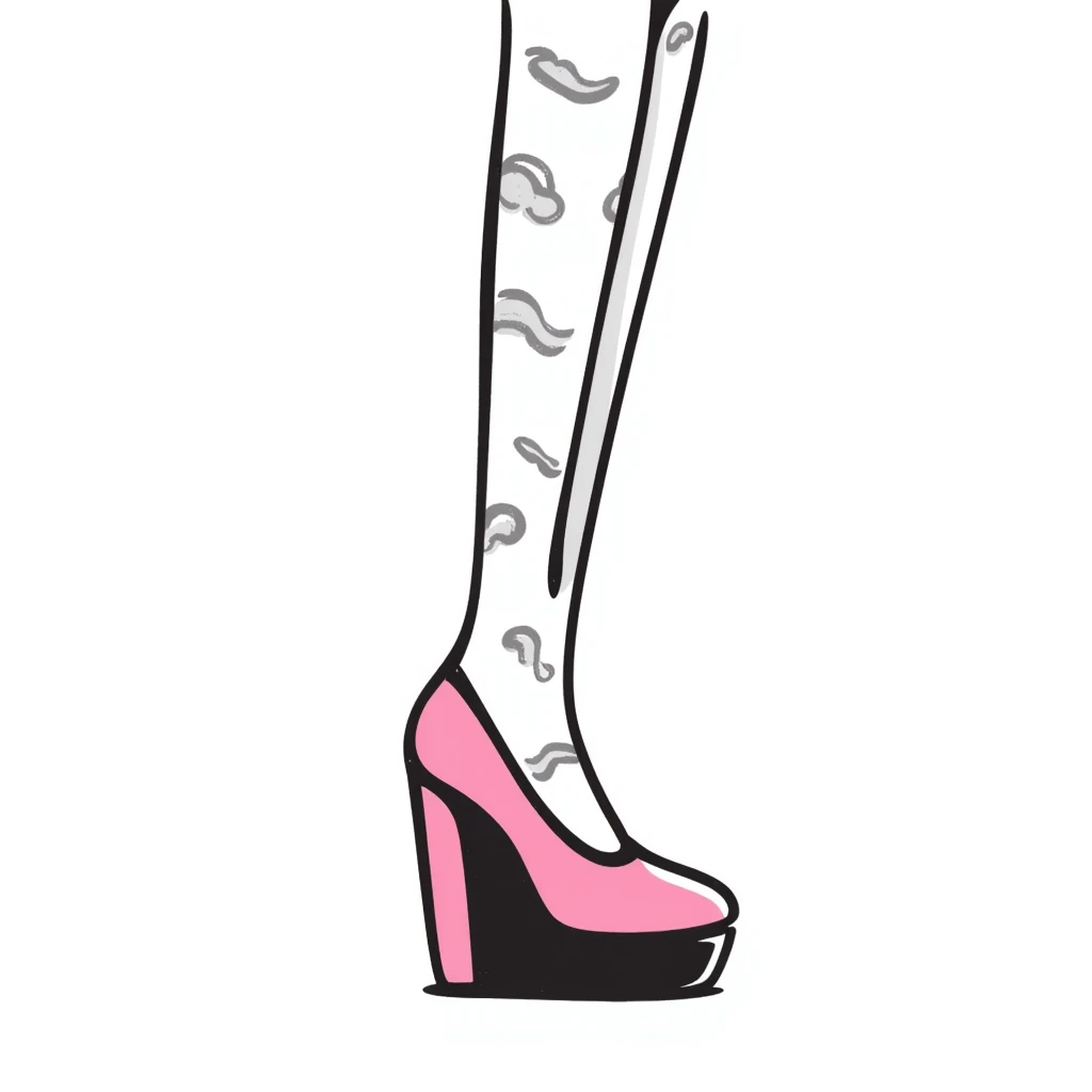 pink platform heel with leg in stockings emoji