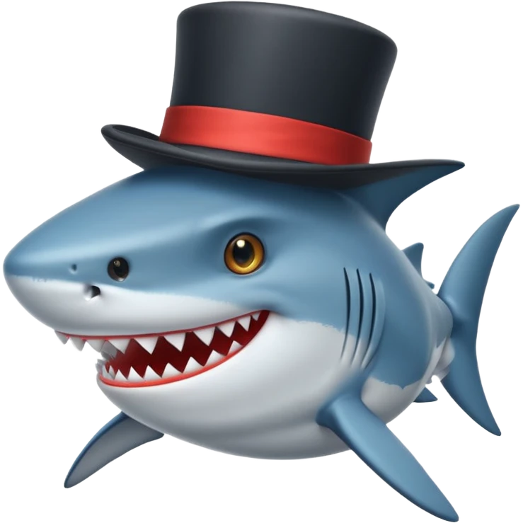 Shark with a top hat emoji