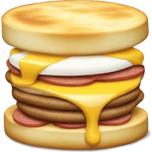 A breakfast sandwich made of griddle cakes. with sausage and cheese. emoji