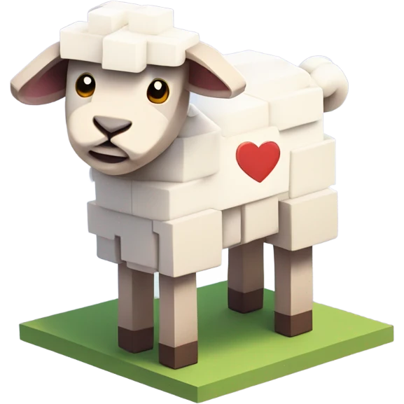 Little lamb, with little hearts around its head, Minecraft style  emoji