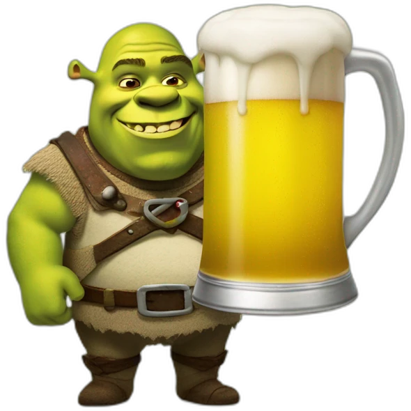 Shrek with a beer emoji
