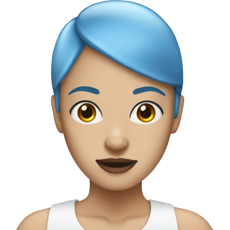 a bald woman with blue skin emoji