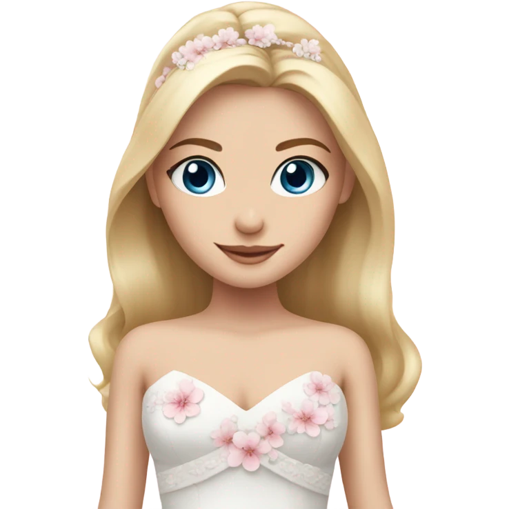 Beautiful finish blonde girl with blue eyes and sakura wedding dress emoji