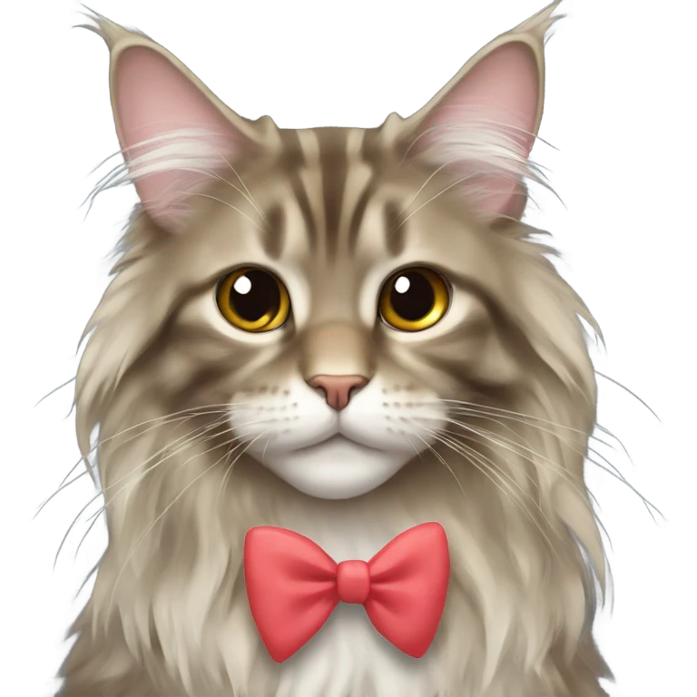 Maine Coon girl with bow emoji