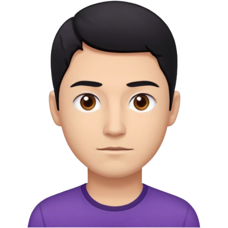 Jeff Fatt black hair, brown eyes, purple shirt emoji