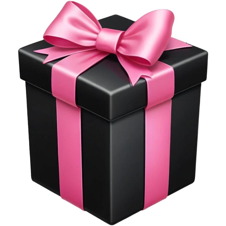 Realistic black gift box with light pink bow emoji