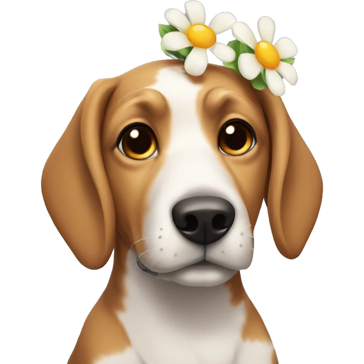 dog with flower in its ear emoji