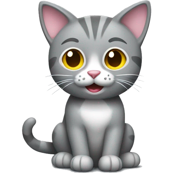 Grey cat play with toy  emoji