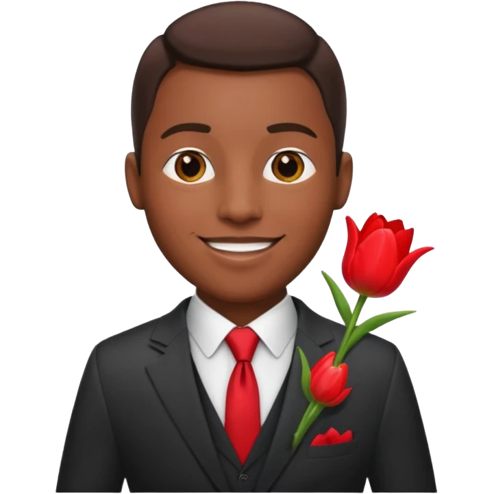 black man with tulip in his suit pocket emoji