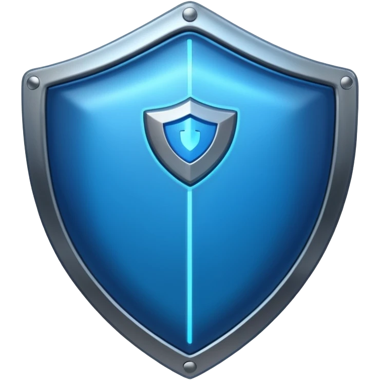 generate blue cyber shield with different  hack symbols emoji