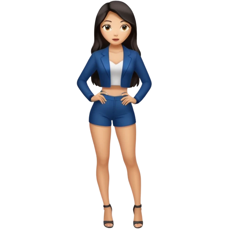 asian nude woman standing in sexy pose, beautiful face, full body, long dark hair emoji