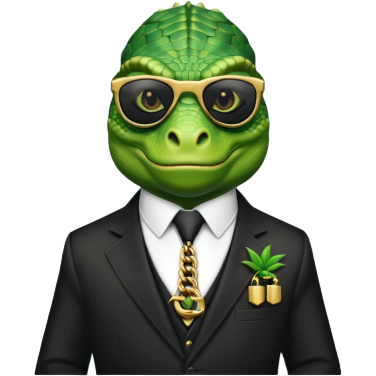 capitalist iguana banker godfather with black sunglasses emoji