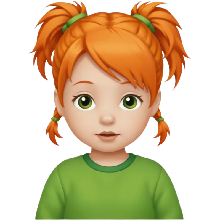orange pigtail hair girl baby green outfit emoji
