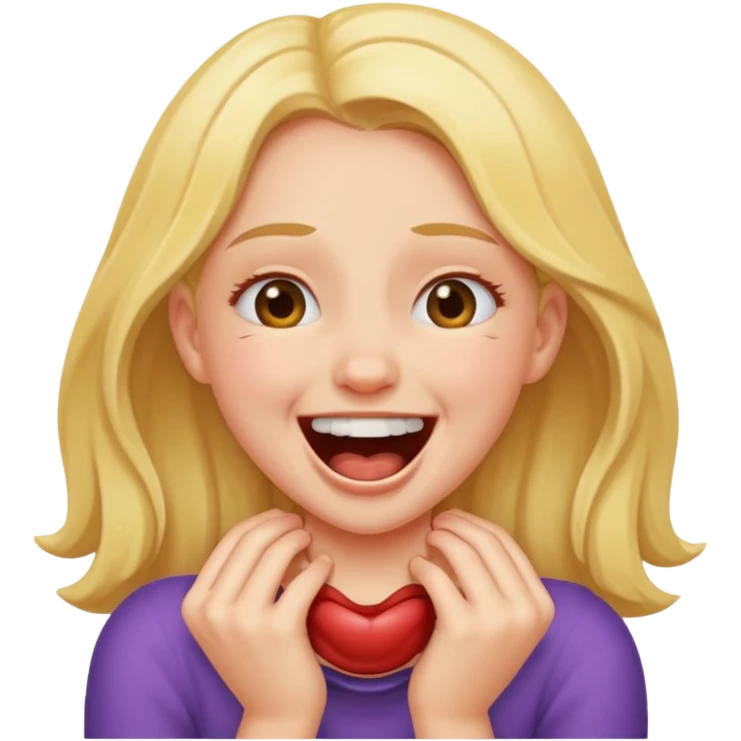 Girl choking herself laughing emoji