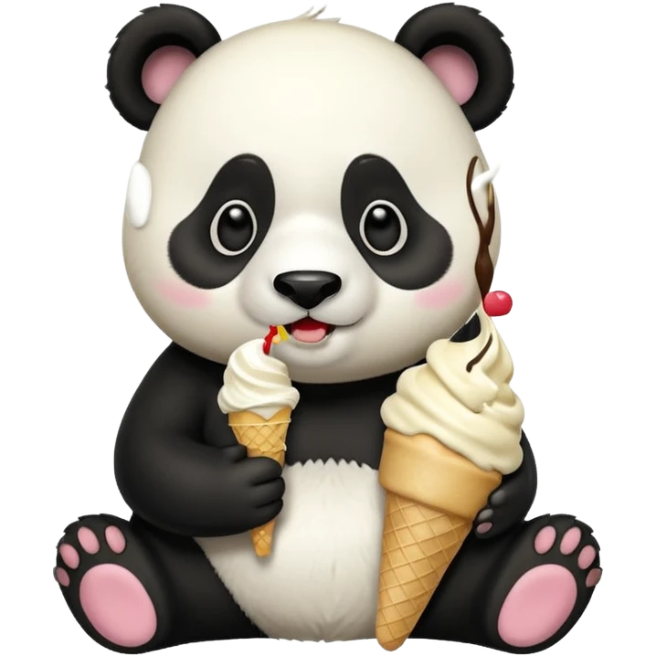 Panda eating ice cream emoji