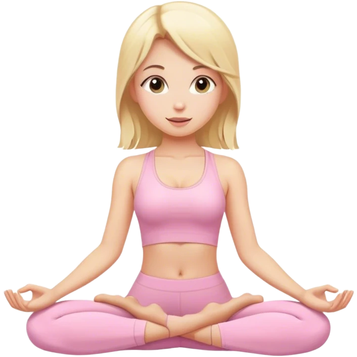 blonde yoga girl light pink clothes n emoji
