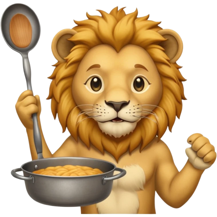 Lion holding up a pan emoji