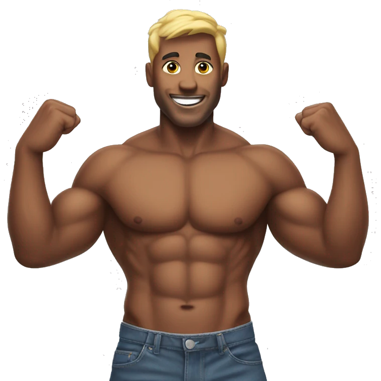 six-pack-abs hands up  emoji