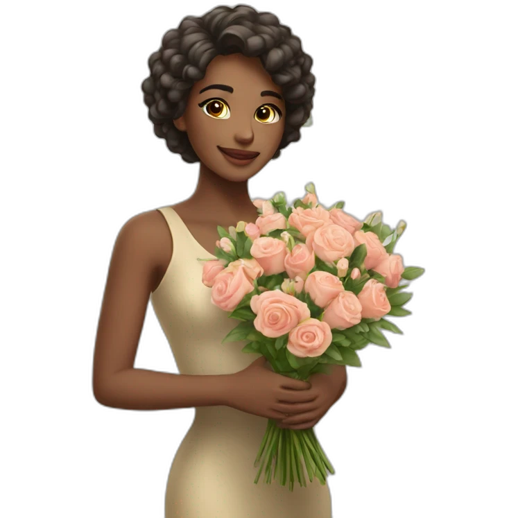 Beautiful girl with a bouquet emoji