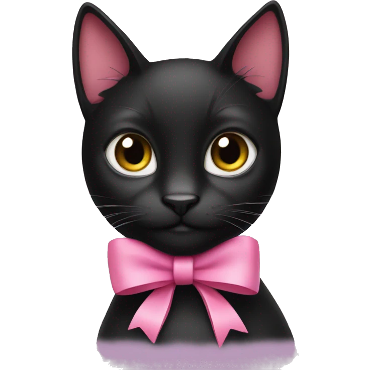 black cat with pink bow  emoji