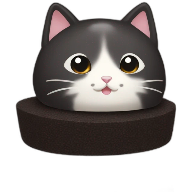 black rice cake mochi cat emoji