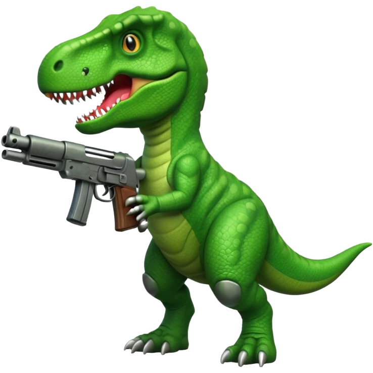 T-rex in the war with a gun  emoji