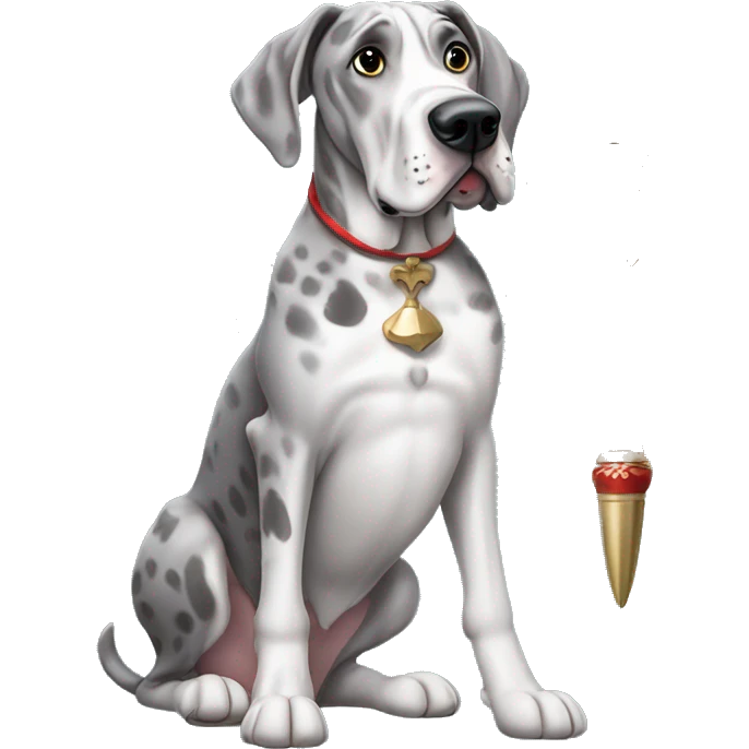 Merle grey Great Dane with a nutcracker  emoji