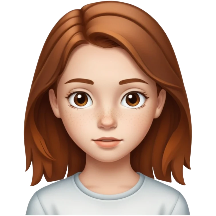 13 year old girl with mid length highlighted brown hair, freckles, big forehead and nice lips emoji