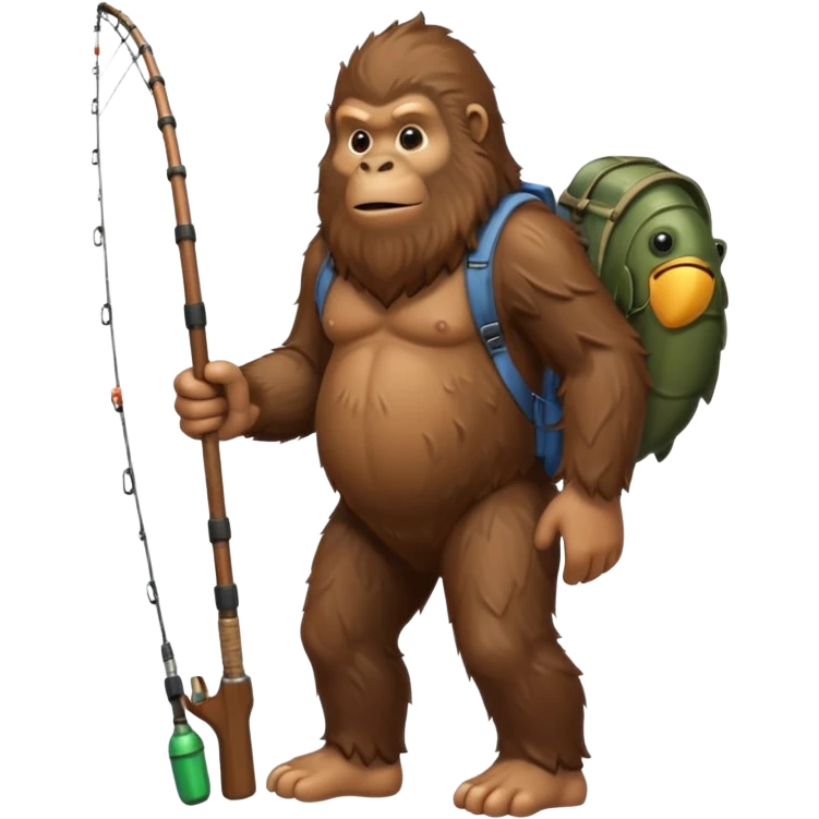 Bigfoot carrying a fishing pole emoji