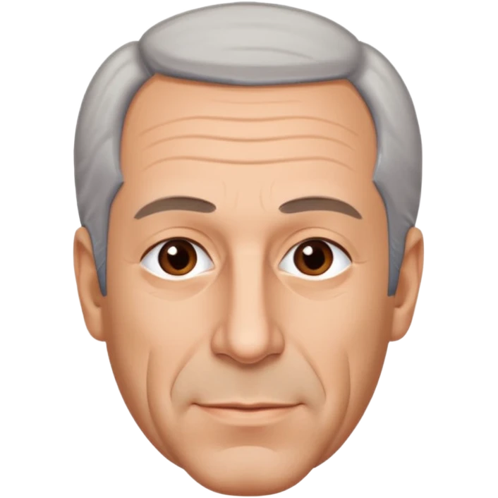 Create an Apple iOS emoji-style portrait of Jeffrey Epstein: clean vector shapes, smooth gradients, neutral expression, plain background, centered head-and-shoulders, high resolution. emoji