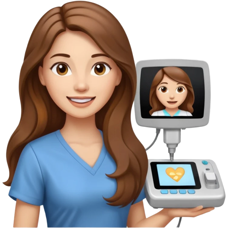 Can you make an emoji of a light skin with long brown hair ultrasound technician using her ultrasound machine  emoji
