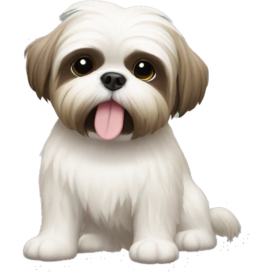 White Shih Tzu with a sloth toy  emoji