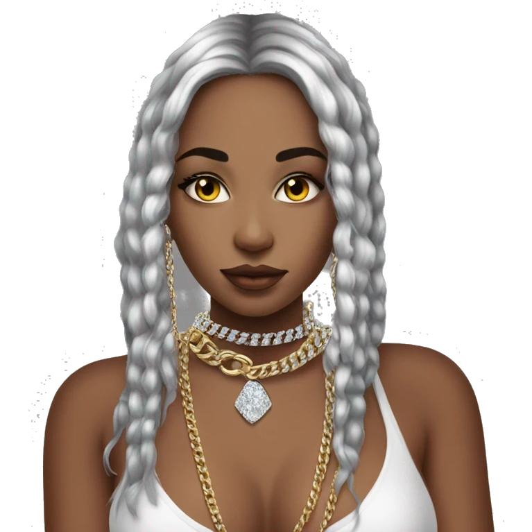 a beautiful girl with iced out chains, diamond chains emoji