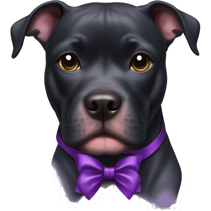 black pitbull with a purple bow emoji