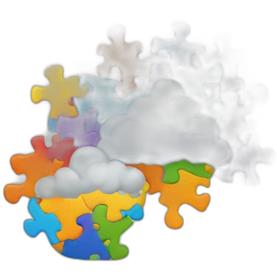 Nube made of puzzle parts autism colours emoji