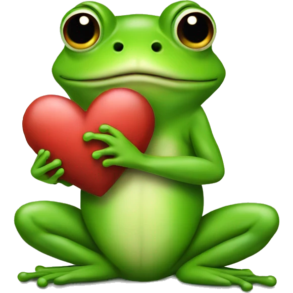 Frog holding a heart emoji