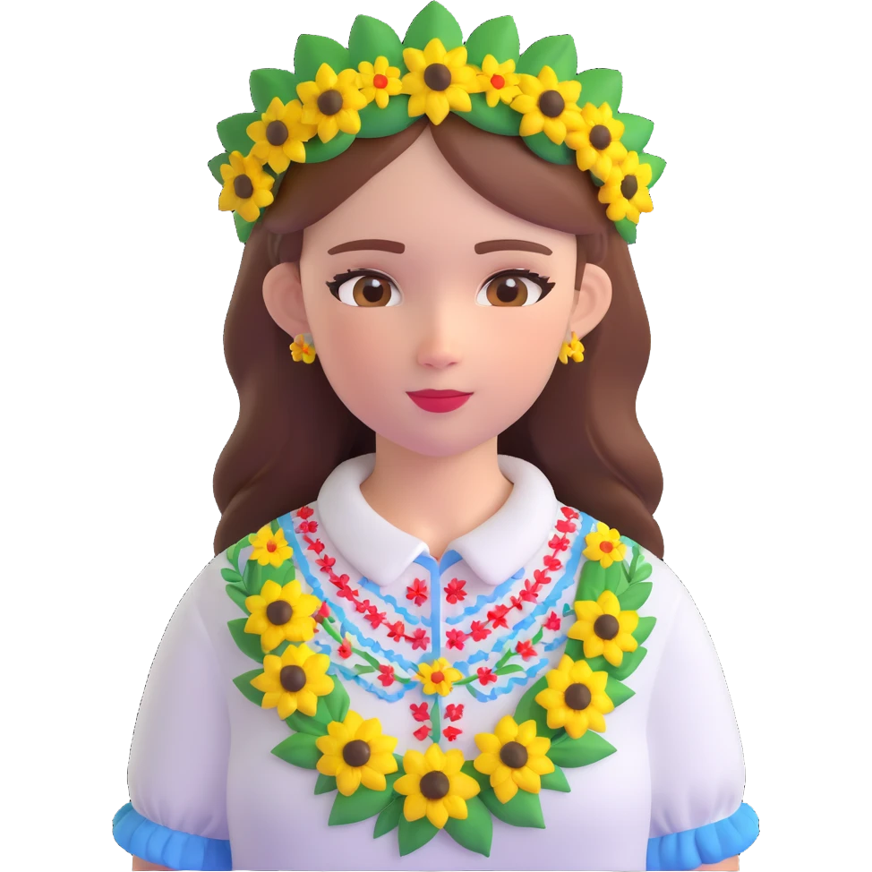 Ukrainian girl in a wreath and embroidered shirt emoji