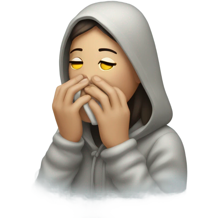 Shivering woman with breath emoji