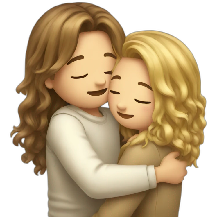 Hug, ios long hair  emoji