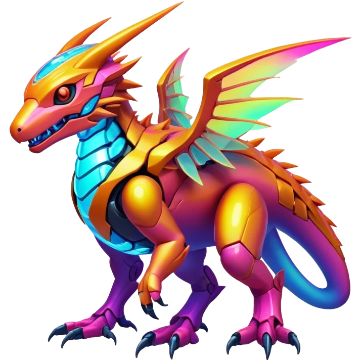 Tropical futuristic lush warm-colored modern colorful neon-colored cyber-Fakémon-Digimon-creature emoji