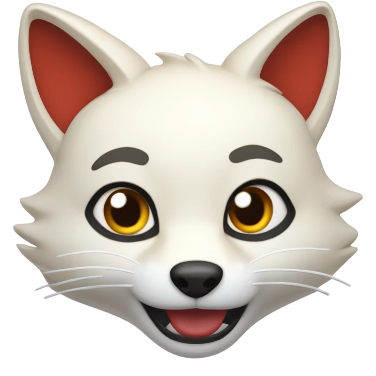 red and white kitsune head, amazed emoji