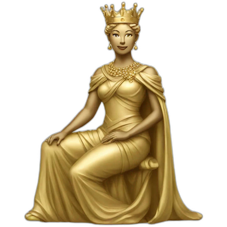 queen standing statue elegant gold emoji