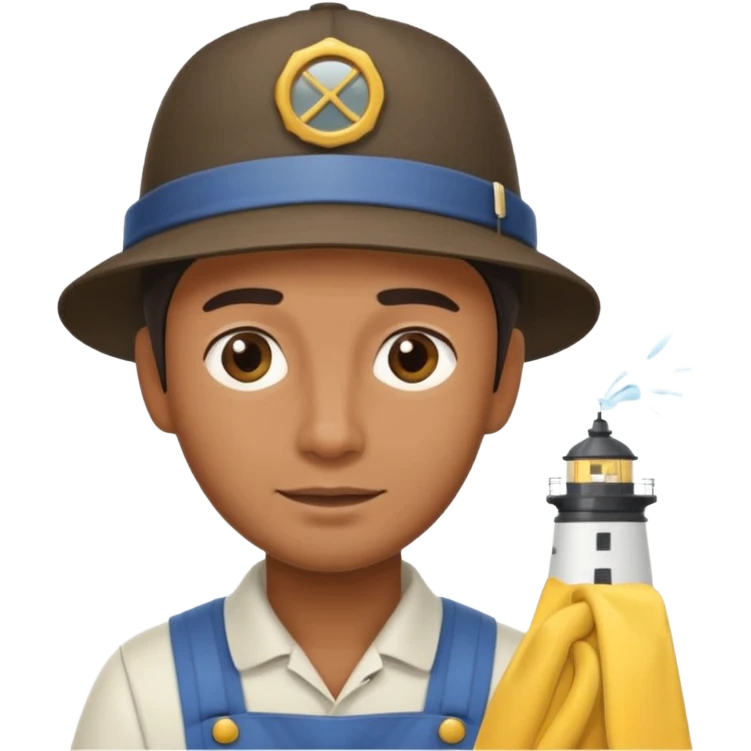 lighthouse Keeper while cleaning lens emoji