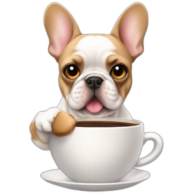 frenchie drinking coffee emoji