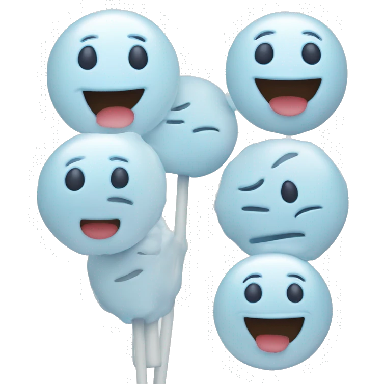 dango, happy face, wink, blue face, round face, eyes as lines, line art, cute, funny, 3d, front. white background emoji