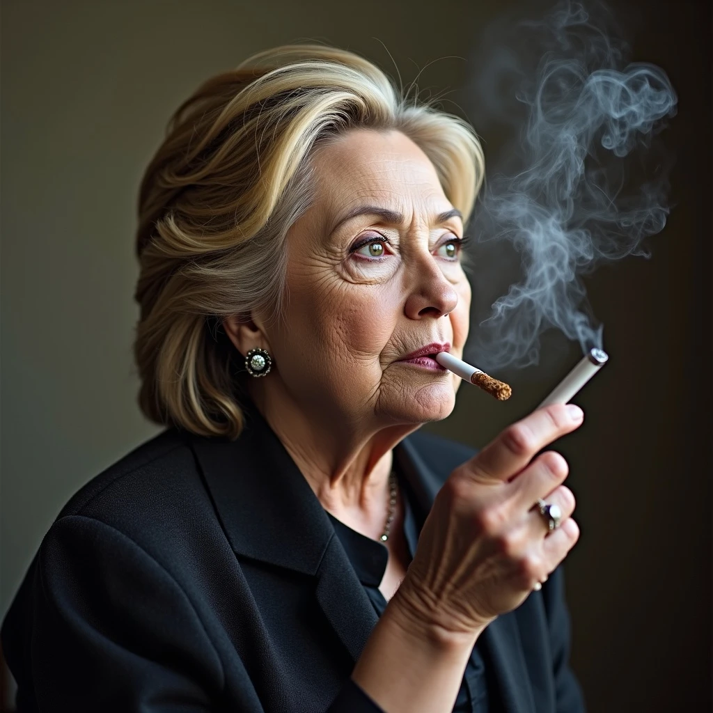 Hillary clinton smoking a cig emoji